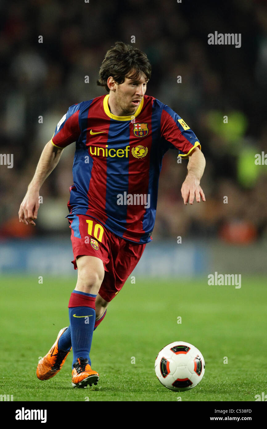 Lionel Messi spielt bei "Liga Espanola" Match zwischen FC Barcelona 1: 0-Real Zaragoza. Stockfoto