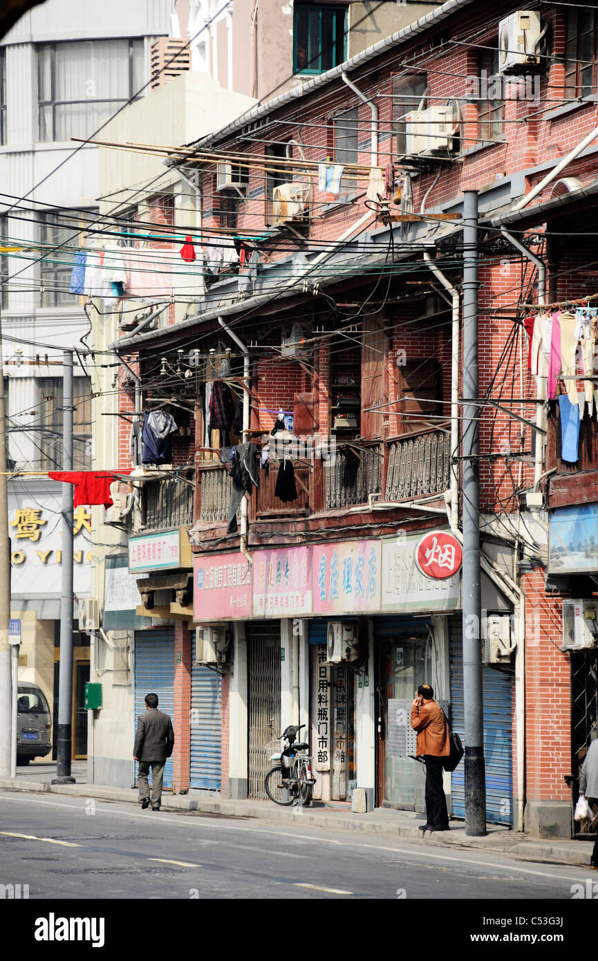 Alten Häuserfronten in der alten Stadt Shanghai Stockfoto