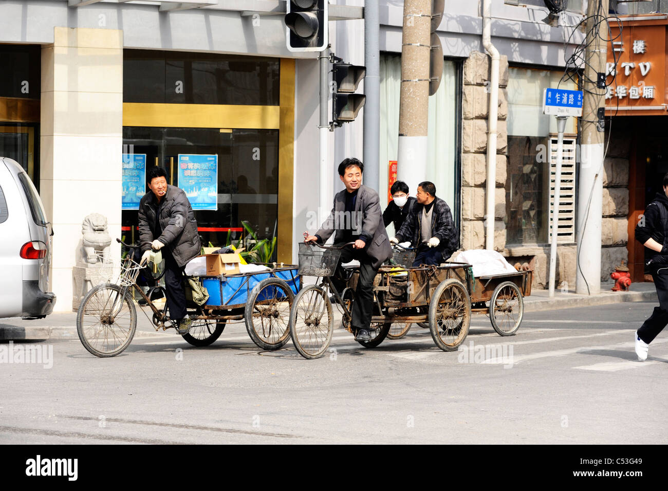 Radfahrer in Shanghai Stockfoto