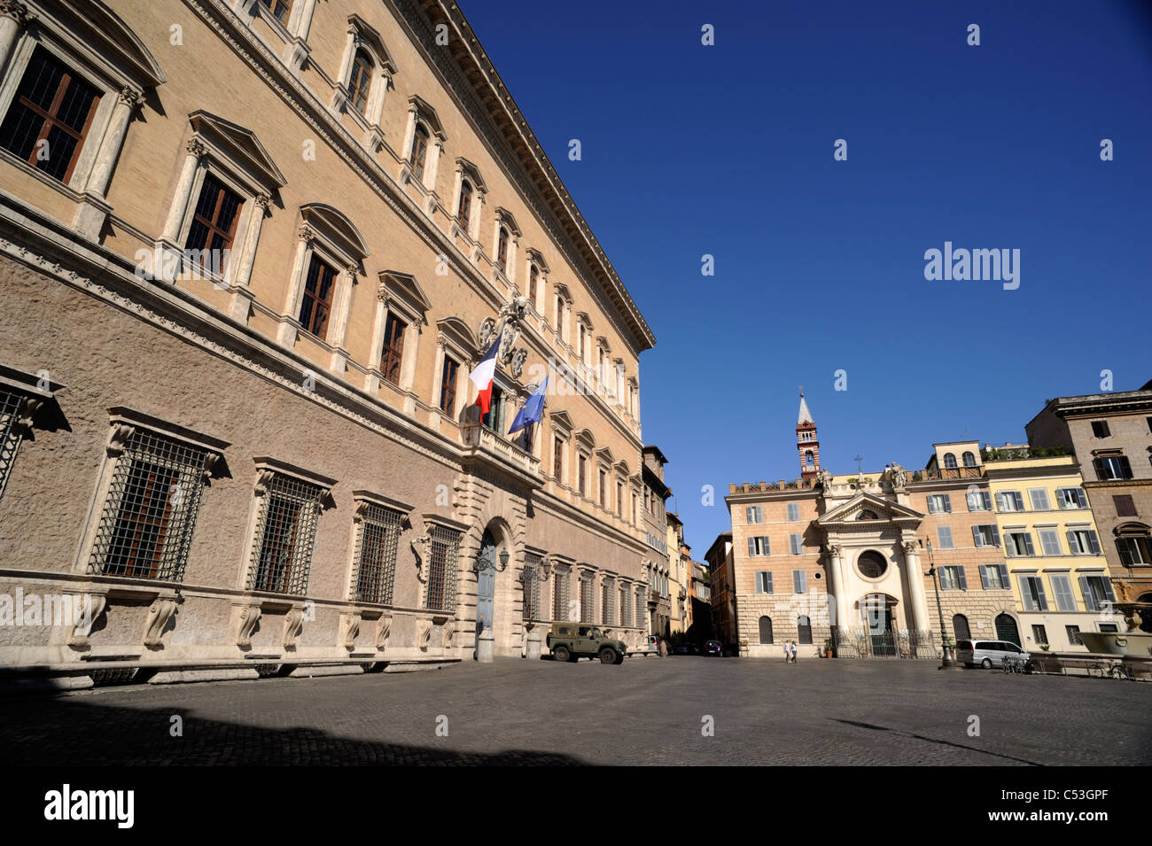 Italien, Rom, Piazza Farnese, Palazzo Farnese Stockfoto