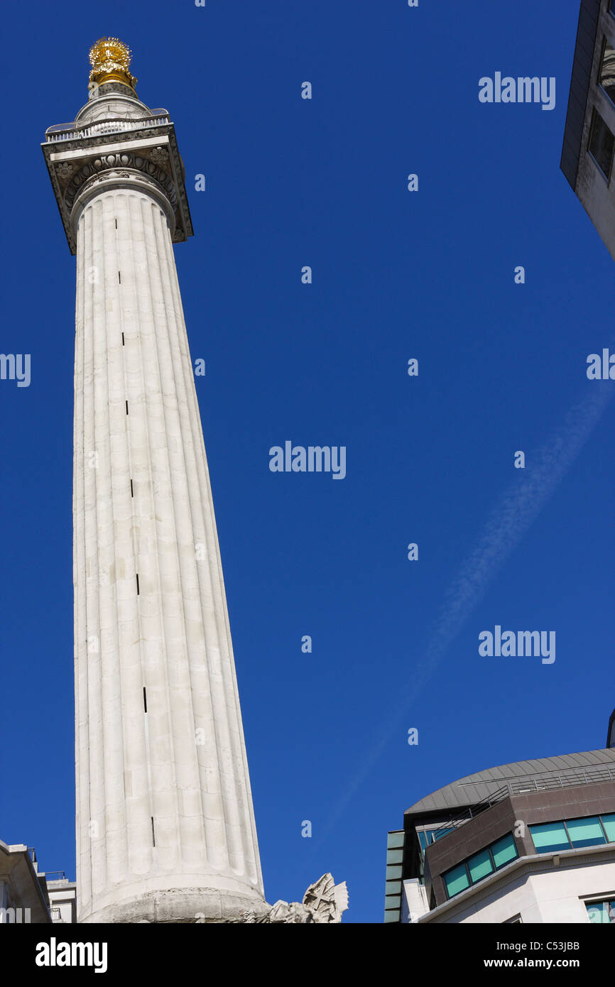 Londons berühmte Denkmal für den großen Brand von London 1666. Stockfoto