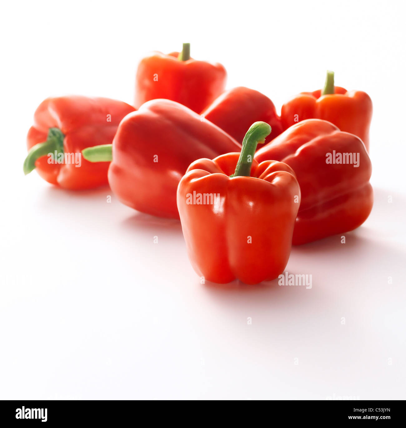 Rote Paprika isoliert auf weißem Hintergrund Stockfoto