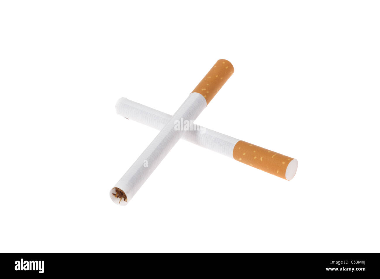 zwei Zigaretten, Foto auf dem weißen Hintergrund Stockfoto