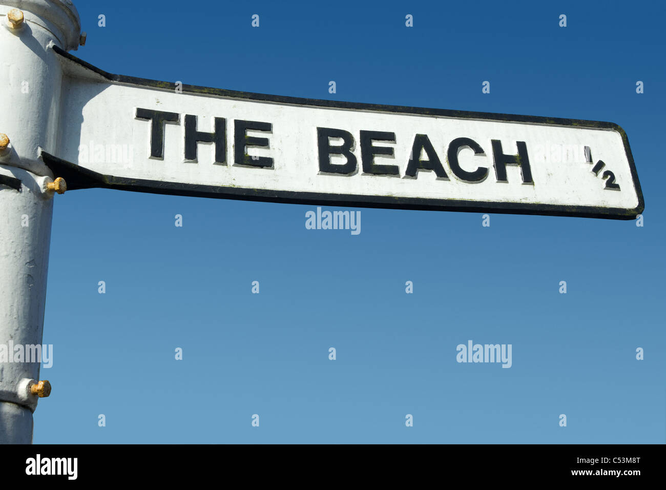 Melden Sie sich am Strand in Cornwall England UK. Stockfoto