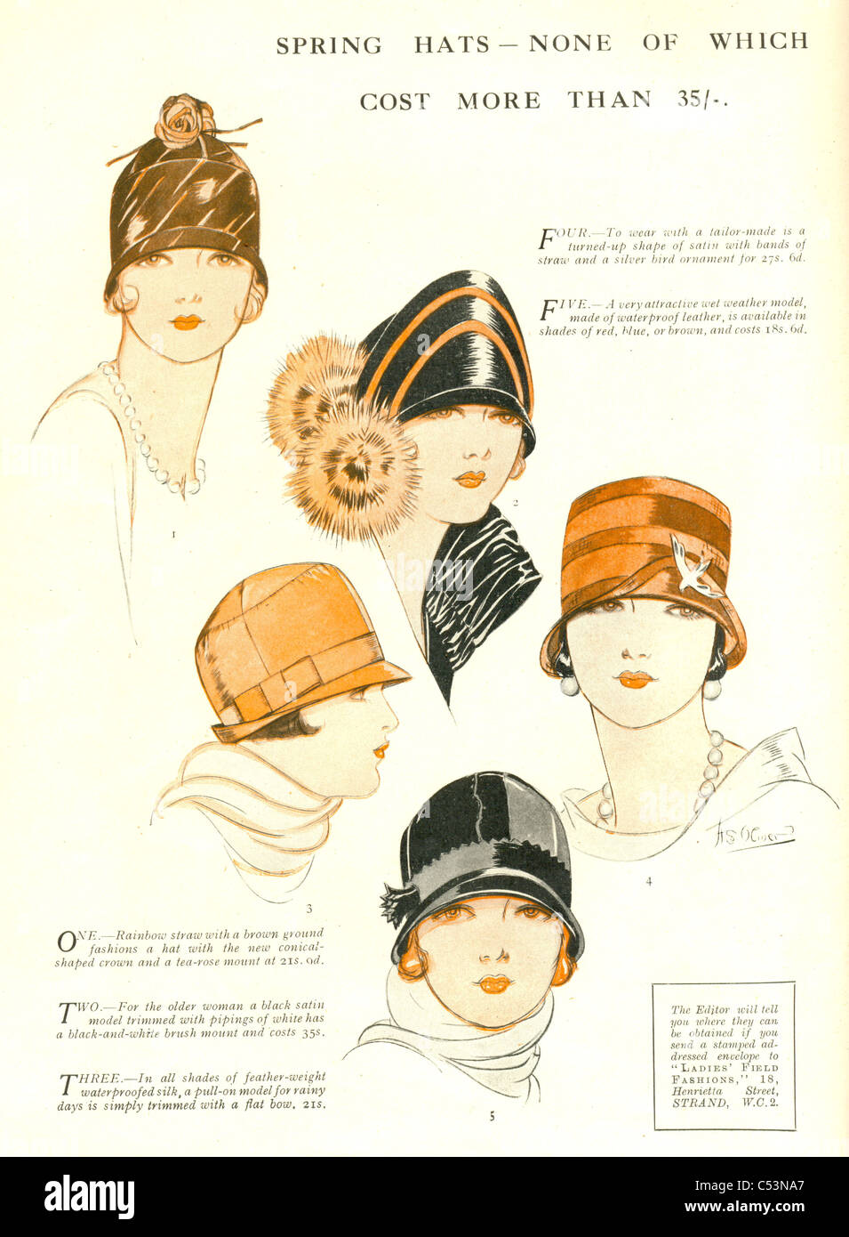 Hüte aus Bereich Damenmode Stockfoto