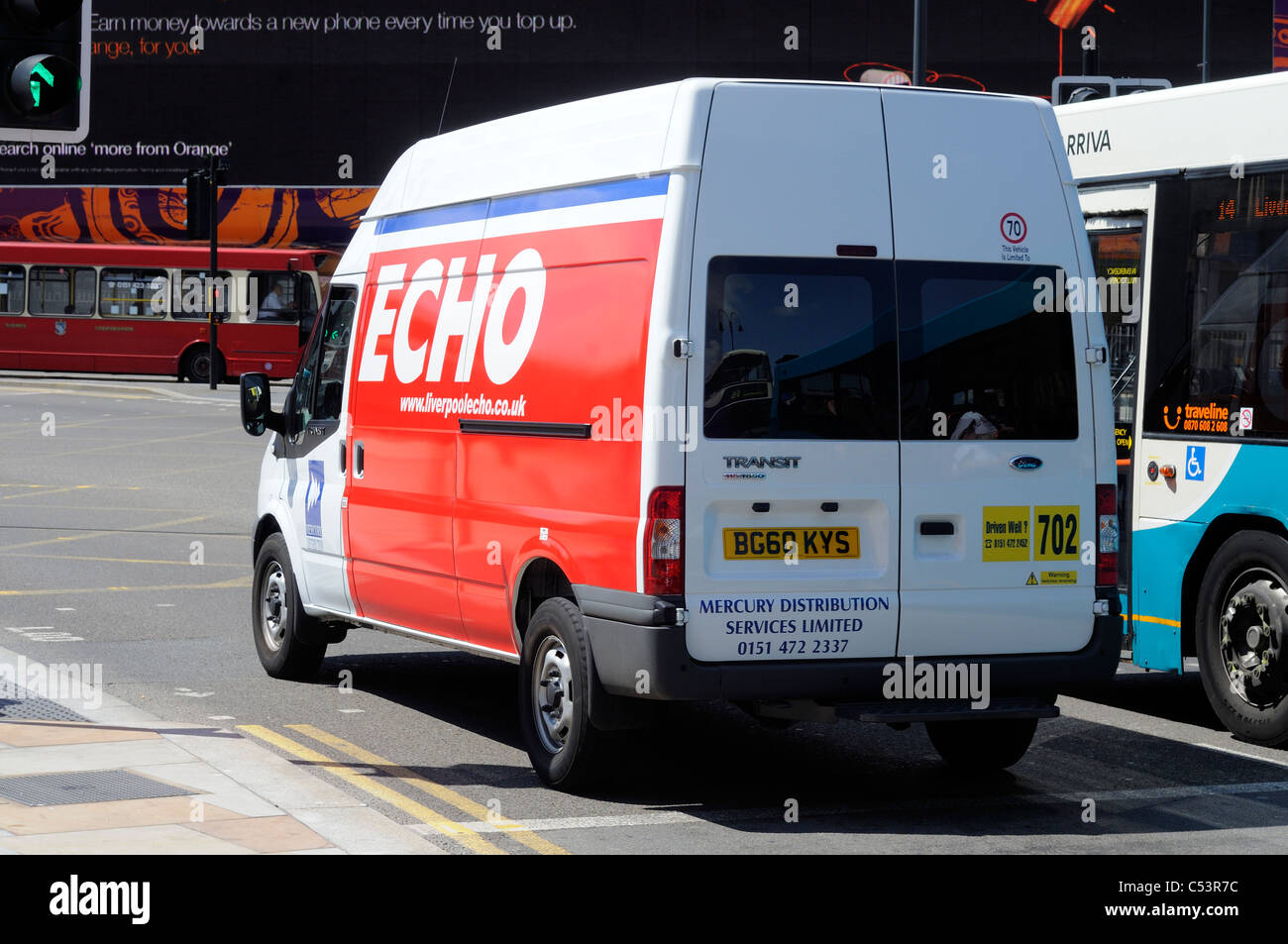 Transportvehikel für die Tageszeitung Liverpool Echo, Liverpool, England Stockfoto