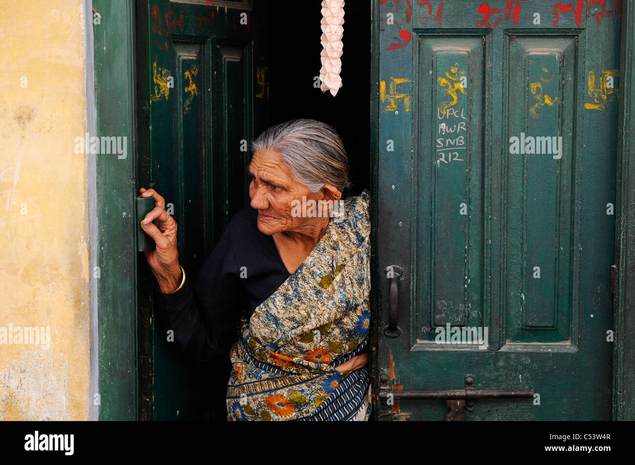 Eine Szene in der Stadt von Haridwar, Indien Stockfoto
