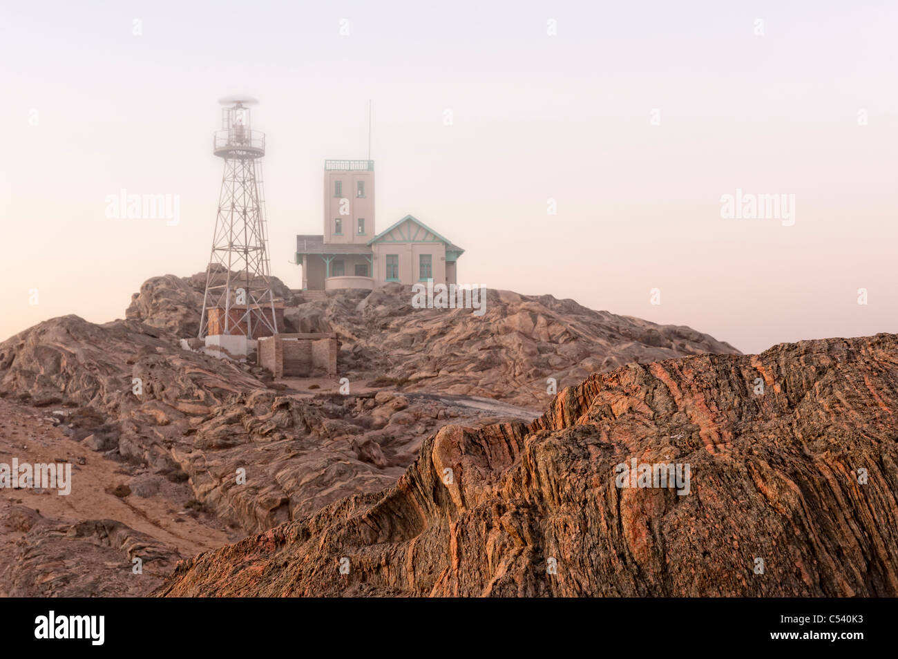 Shark Island Lighthouse, Lüderitz, Namibia, Afrika. Stockfoto