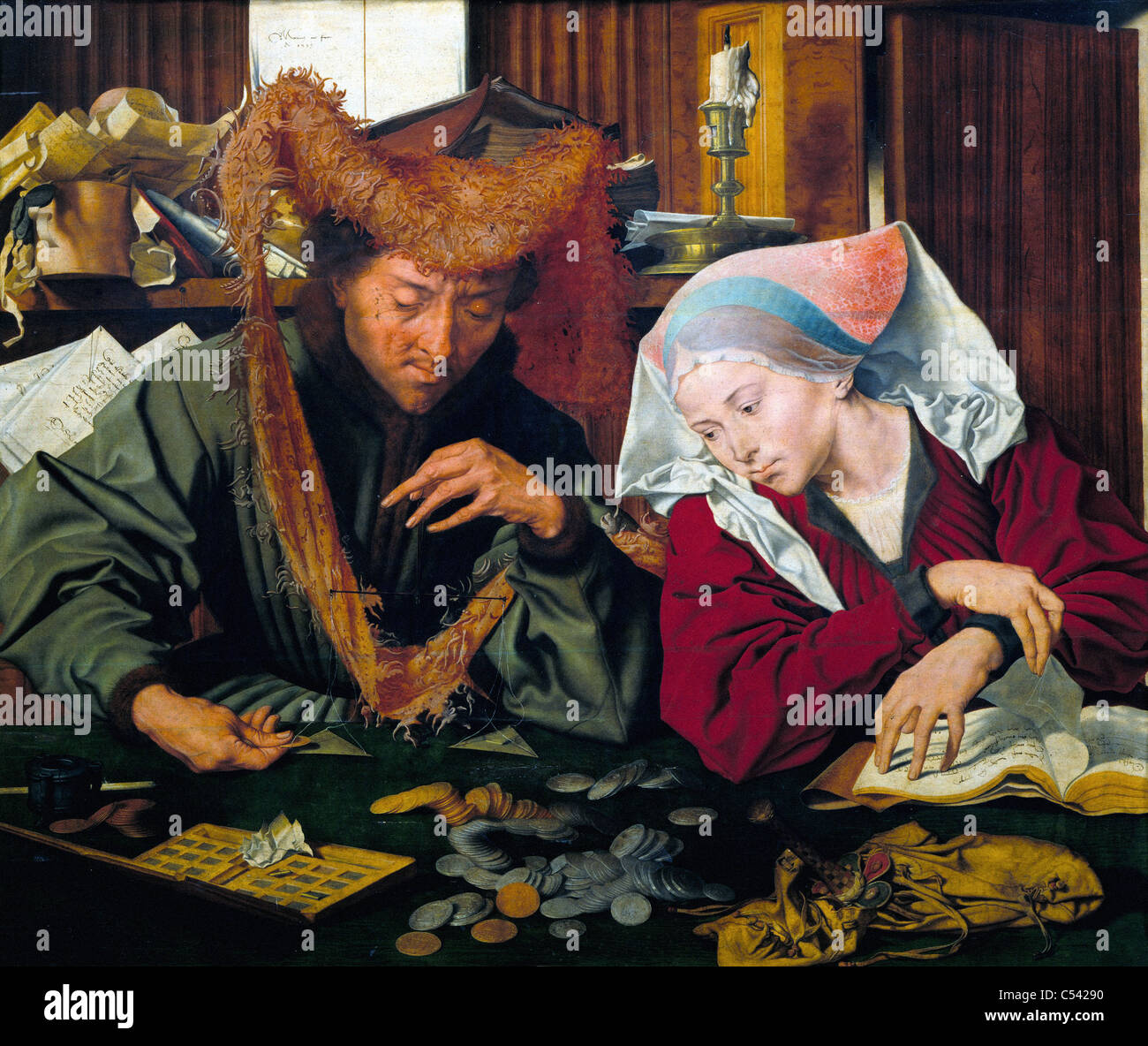 Marinus Van Reymerswaele der Geldwechsler und seine Frau Prado-Museum - Madrid Stockfoto
