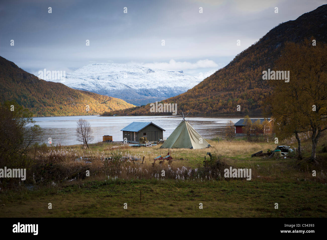 Camping am See Stockfoto