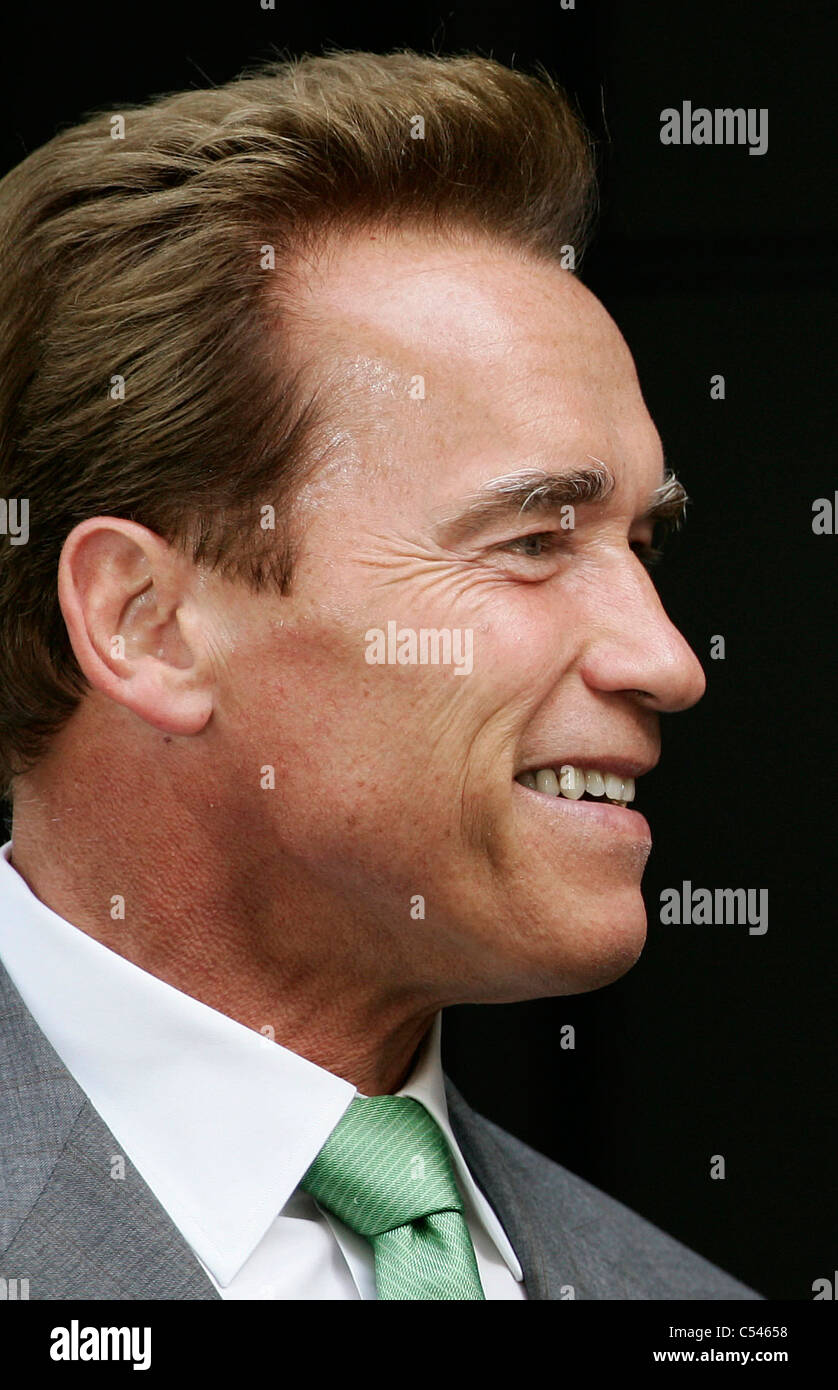 US-amerikanischer Schauspieler Bodybuilder und Ex-Gouverneur von Kalifornien Arnold Schwarzenegger. Bild von James Boardman. Stockfoto
