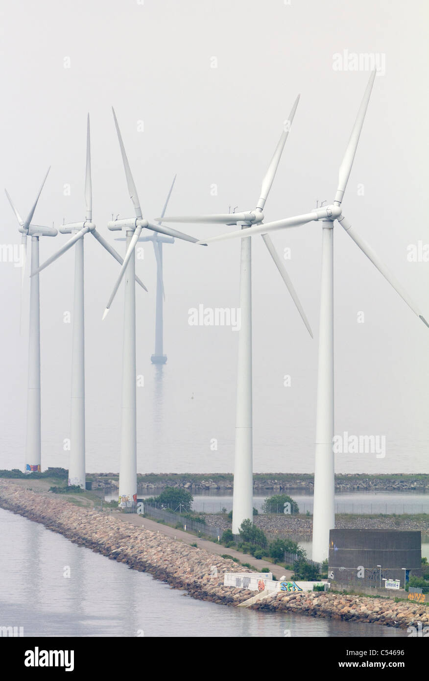 Wind-Turbinen, Hafen von Kopenhagen, Dänemark 3 Stockfoto