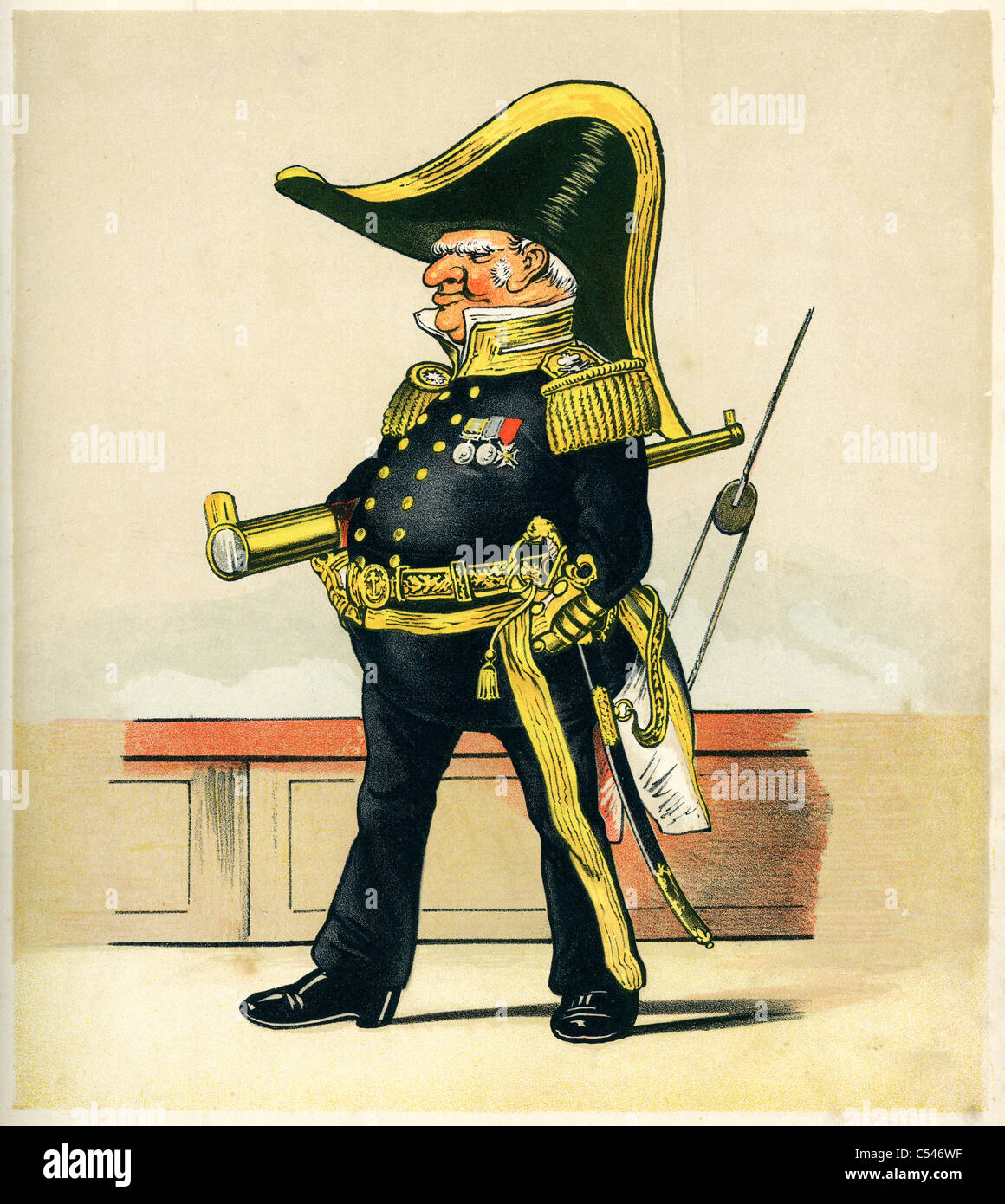 Karikatur eines Admirals in der britischen Royal Navy von T S selbst Stockfoto