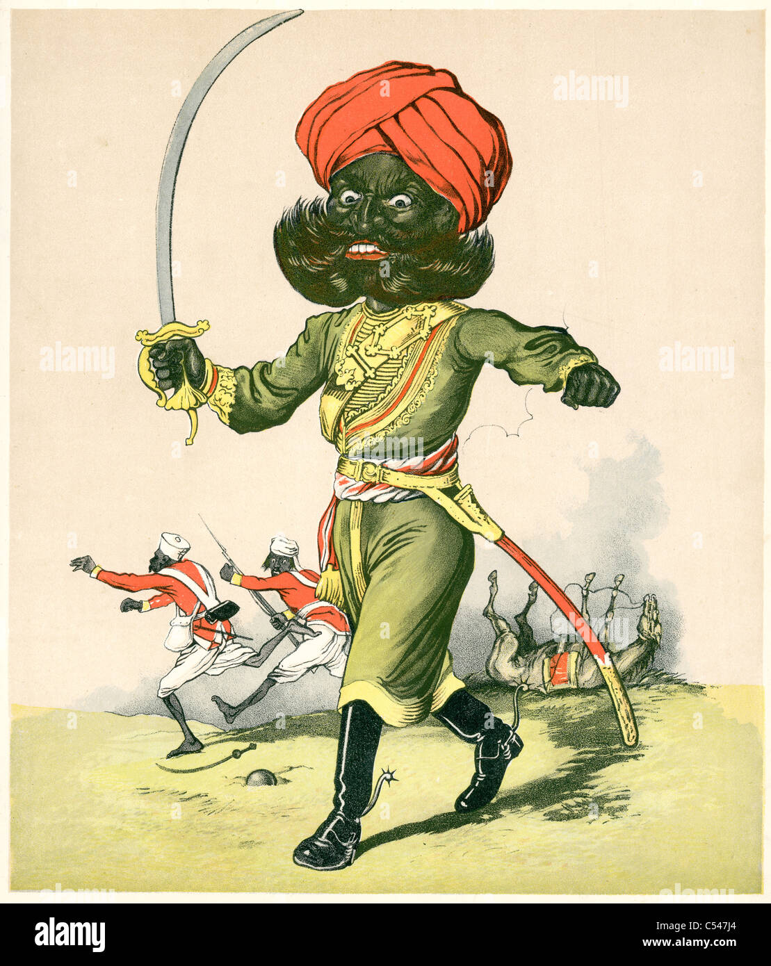 Karikatur eines indischen Reiters aus einer Einheit der British Indian Army Stockfoto