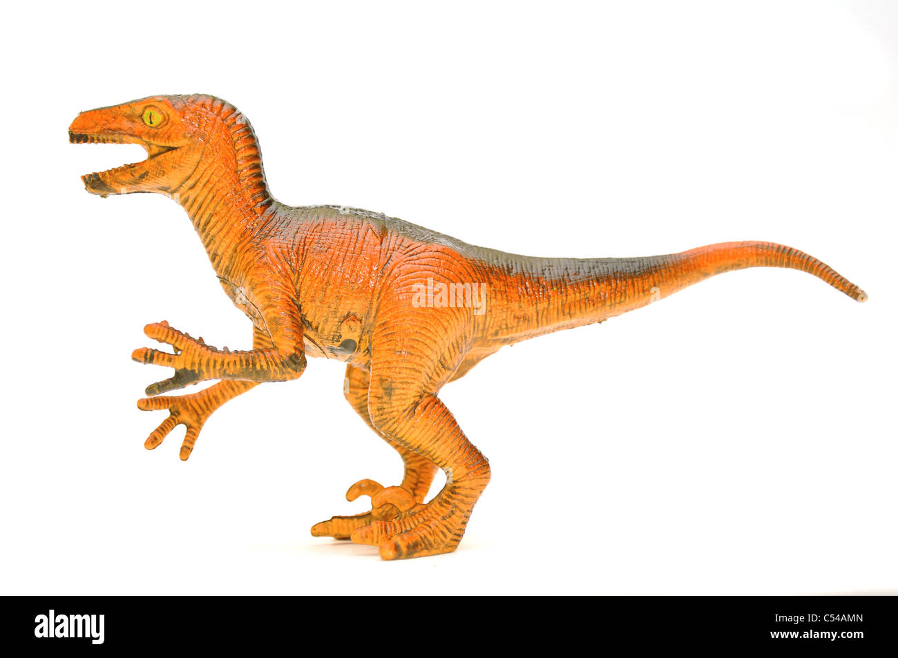 Dinosaurier Spielzeug auf einem weißen Hintergrund. Stockfoto