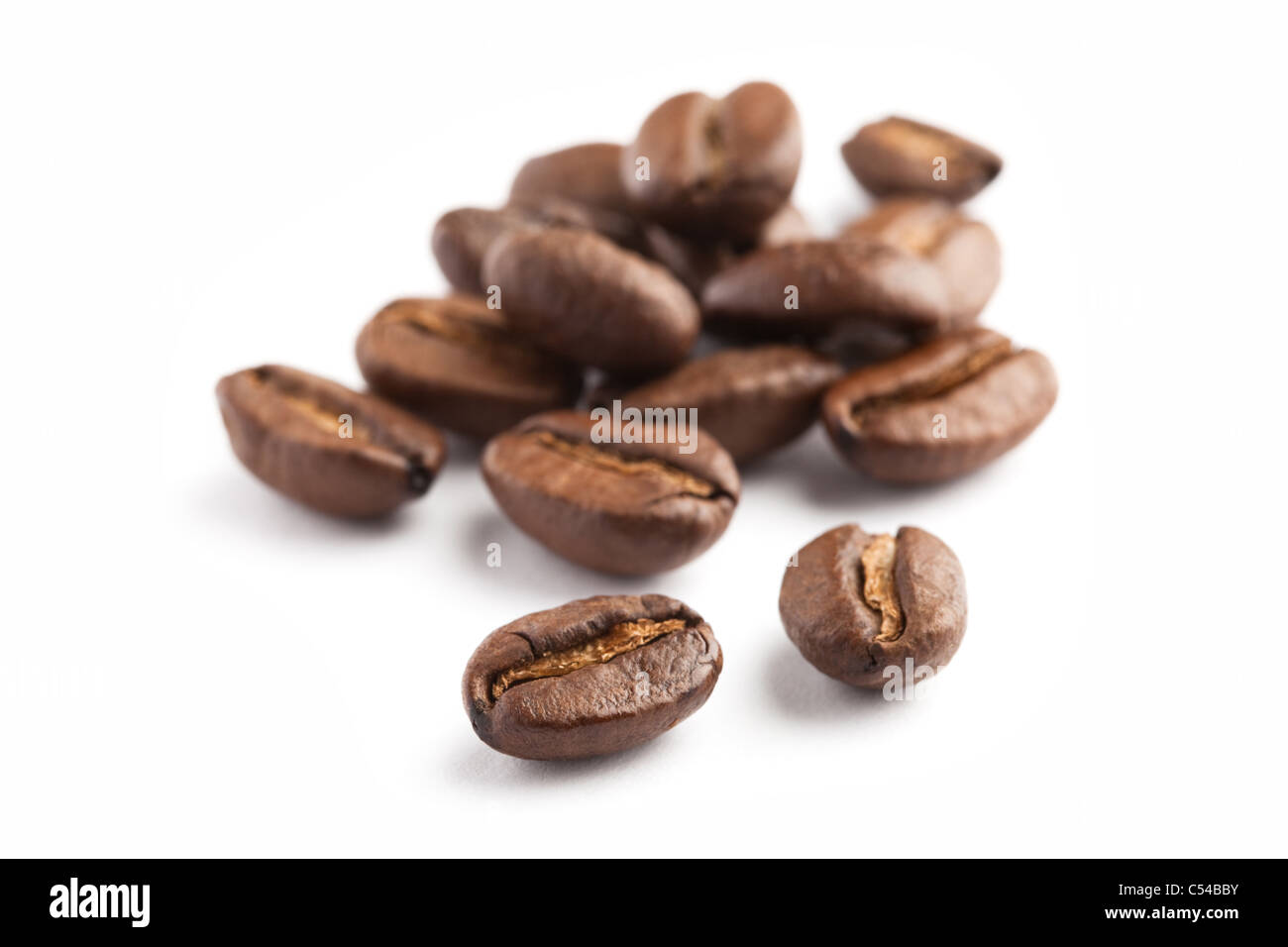 Kaffeebohne mit weißem Hintergrund Stockfoto