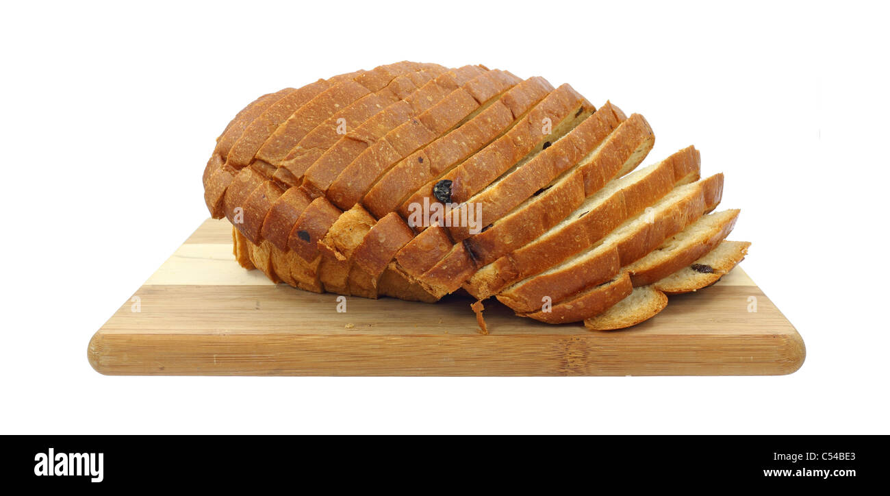 Süße Rosinenbrot geschnitten Stockfoto