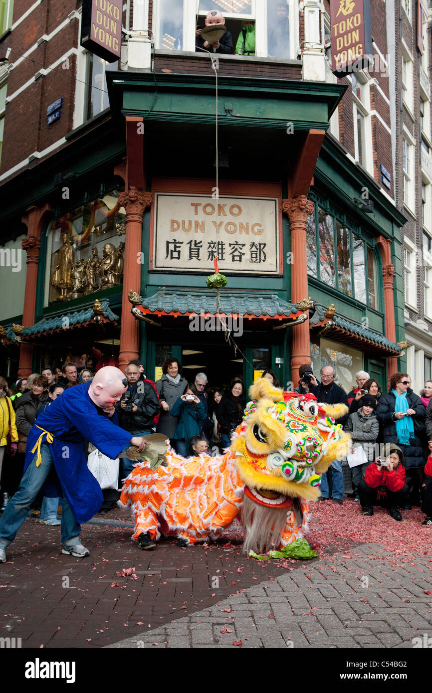 Die Niederlande, Amsterdam, Chinesisches Neujahr feiern. 2010, das Jahr des Tigers. Stockfoto