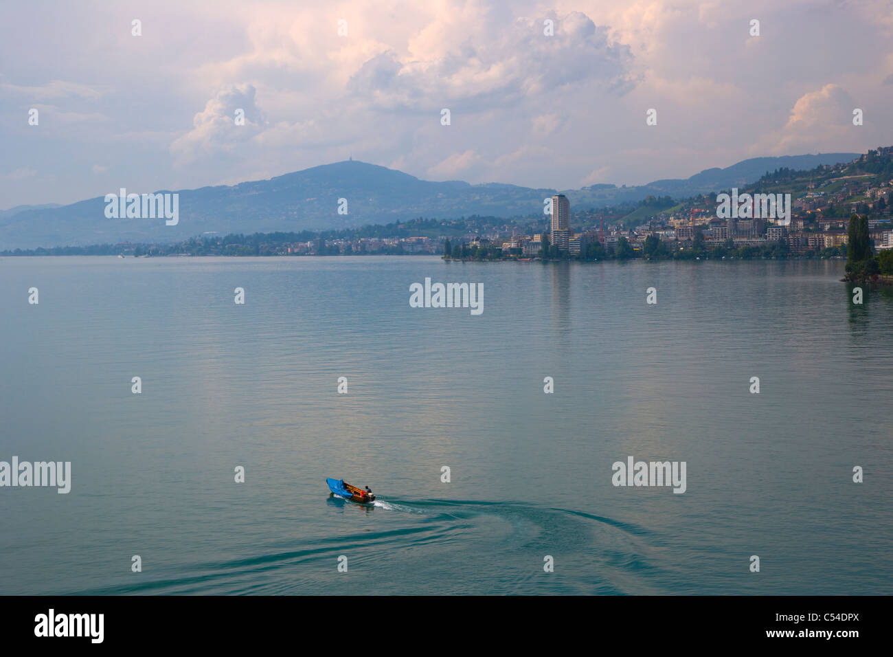 Blick Richtung Veytaux Monteux, Genfer See, Schweiz Stockfoto