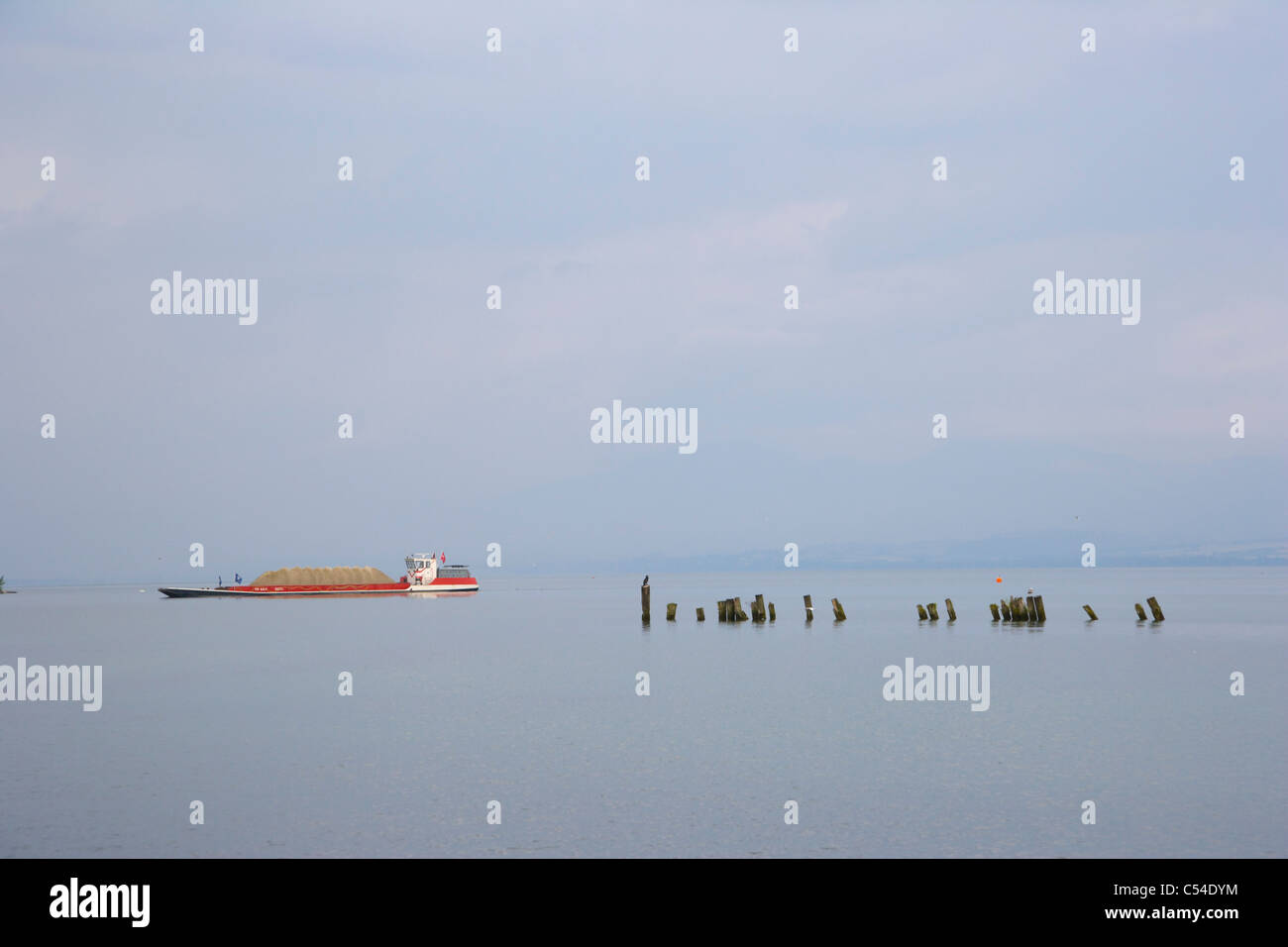 Neuenburger See, Lac de Neuchate, Neuenburgersee, Estavayer-le-Lac, Kanton Freiburg, Schweiz Stockfoto