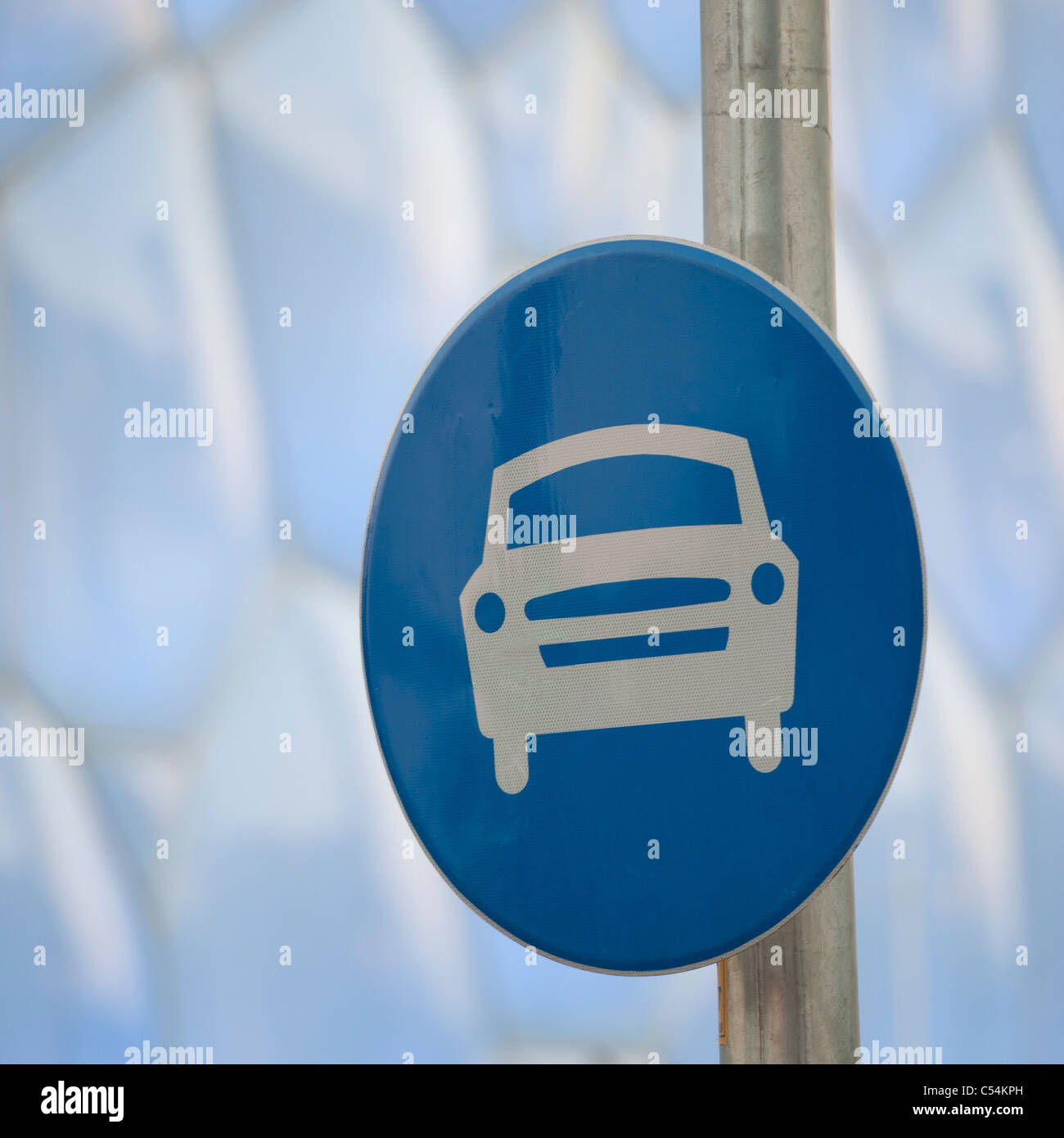 Nahaufnahme von einem Schild an der Peking National Aquatics Center, Olympic Green, Peking, China Stockfoto