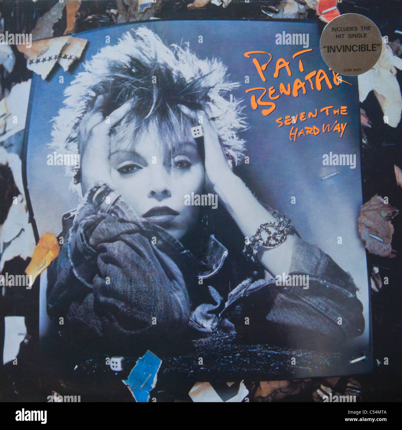 Cover der original-Vinyl-Album sieben The Hard Way von Pat Benatar veröffentlicht 1985 bei Chrysalis Records Stockfoto