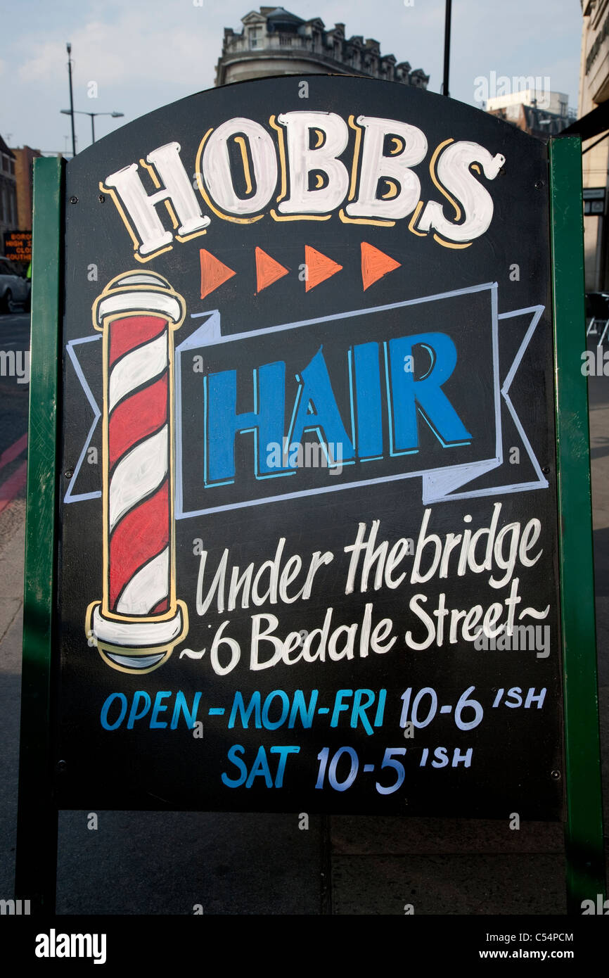 Hobbs Friseure und Barber Zeichen, London Stockfoto