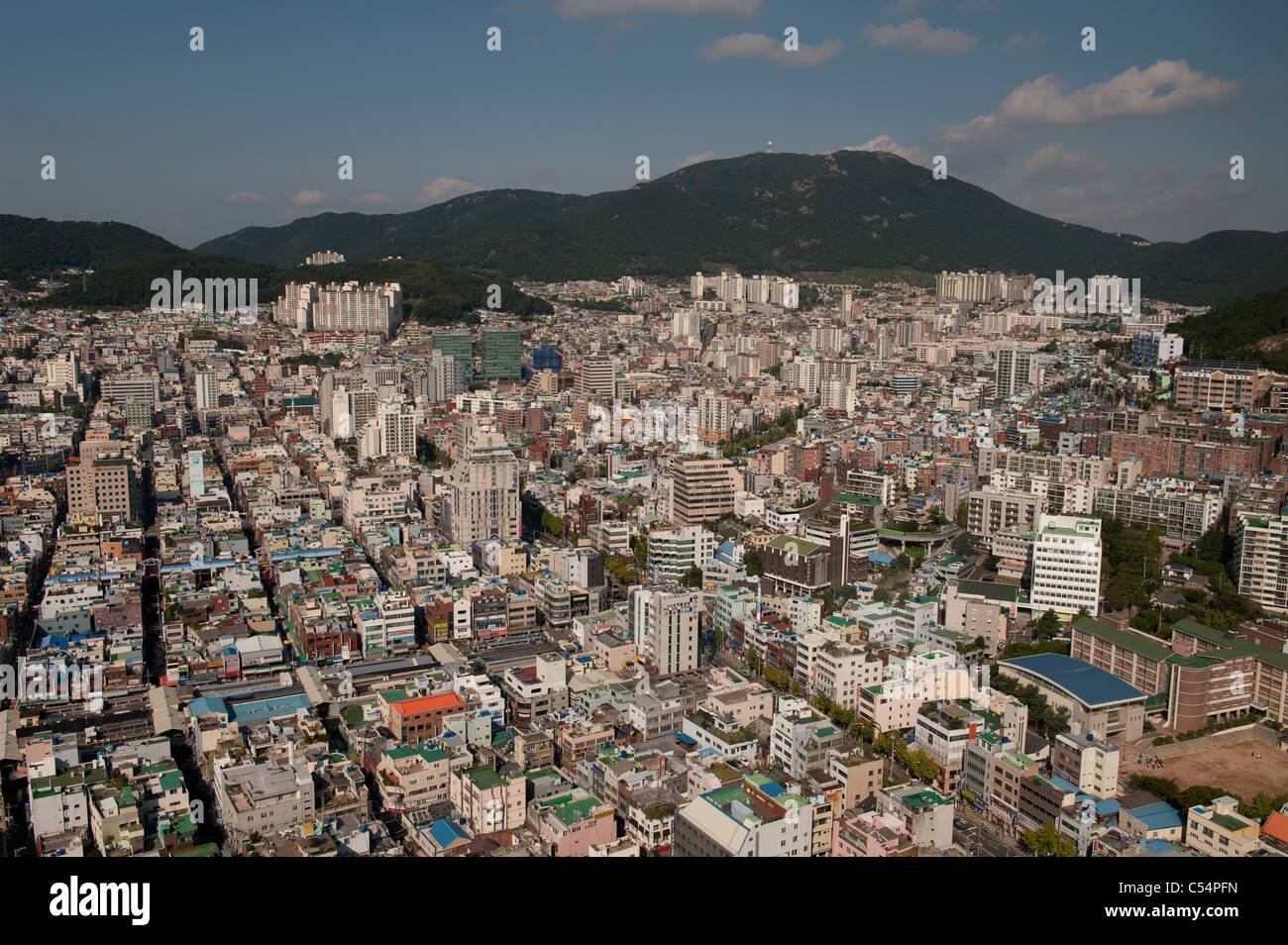 Luftaufnahme von Gebäuden in Busan City, Yeongnam, Südkorea Stockfoto