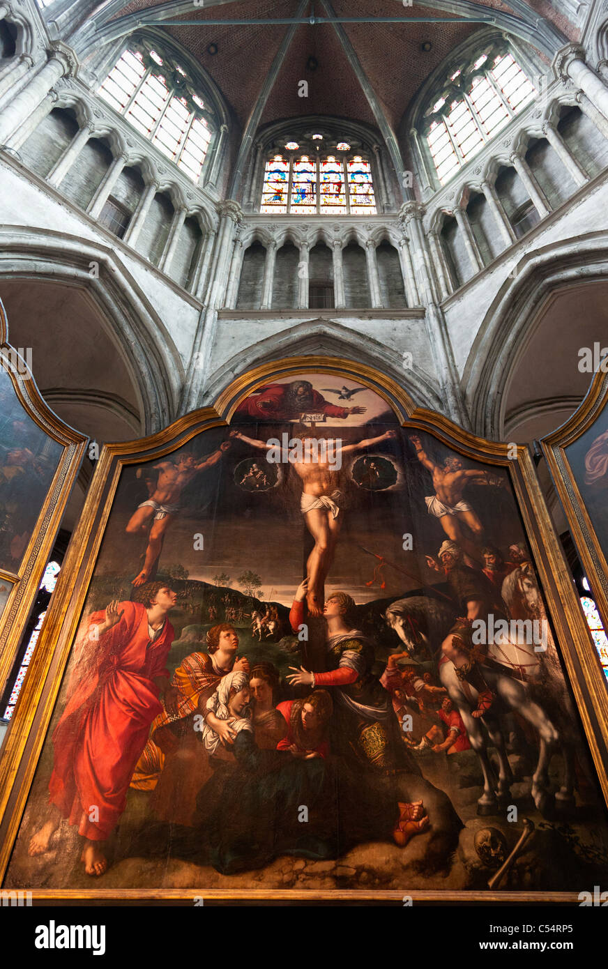 Bernard van Orley, Triptychon mit der Kreuzigung in der Liebfrauenkirche Brügge Belgien 3 Stockfoto