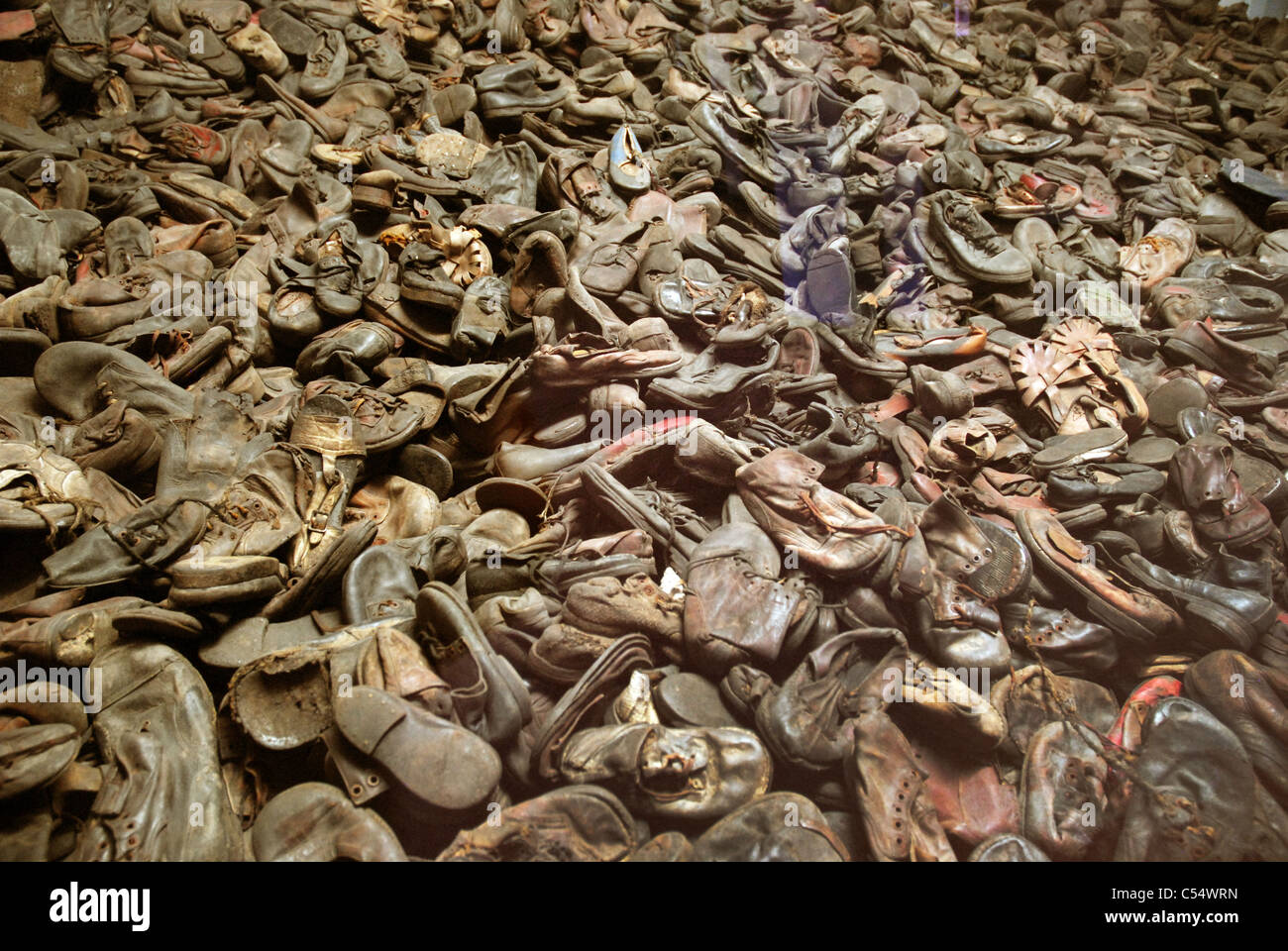 Anzeige des Gefangenen Schuhe, Auschwitz I, Auschwitz, Polen. Stockfoto