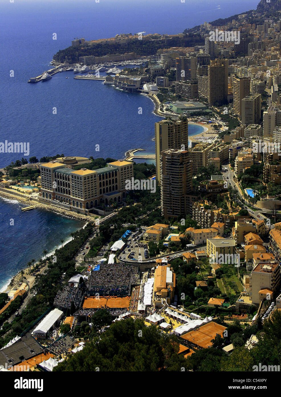 Monte Carlo Country Club (MCCC) ist die Heimat des Monte Carlo Masters-Turnier der ATP. Es ist auch die Basis der Stockfoto