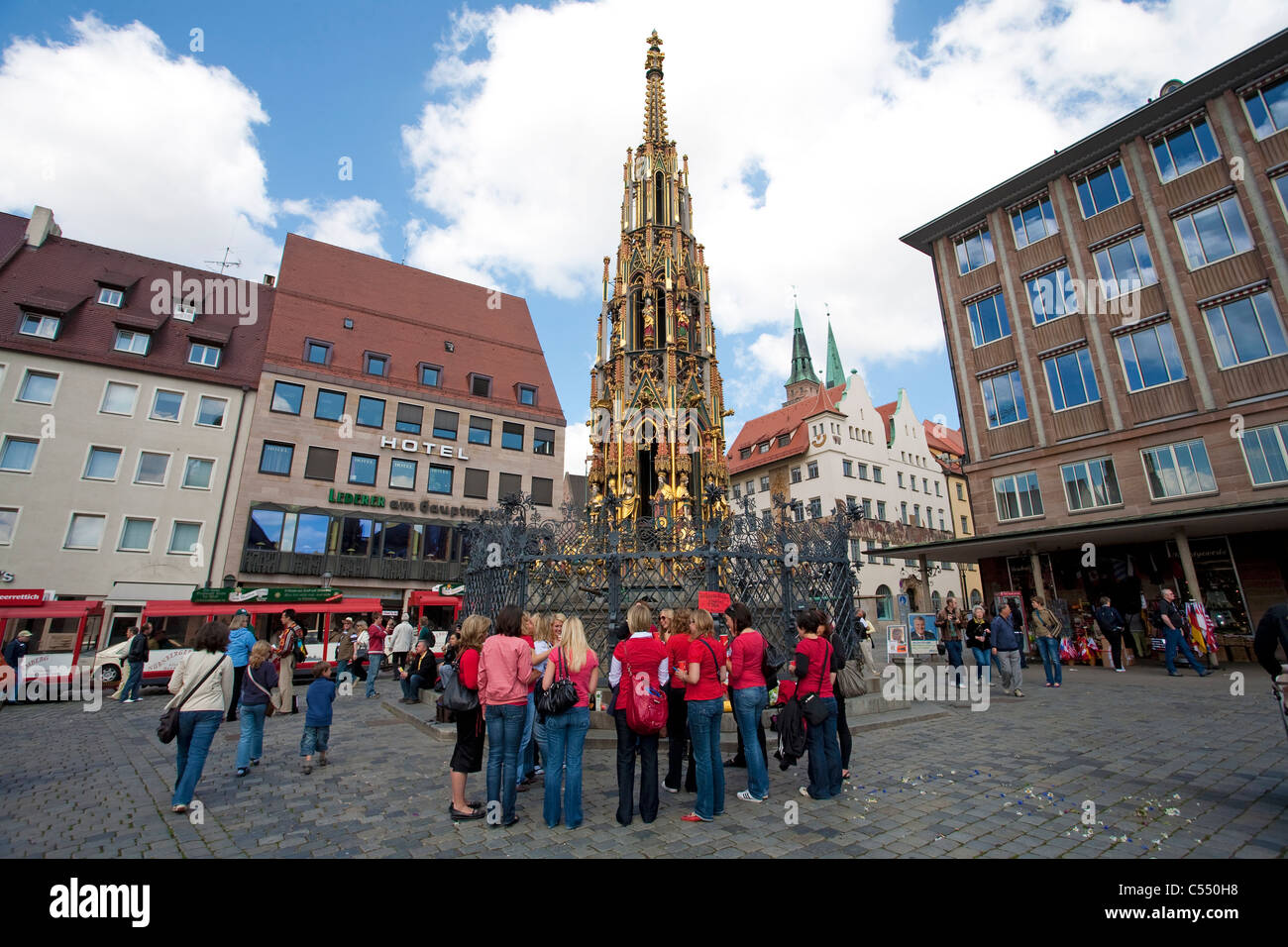 Schoener Brunnen bin schön Hauptmarkt gut am Hauptmarkt Stockfoto