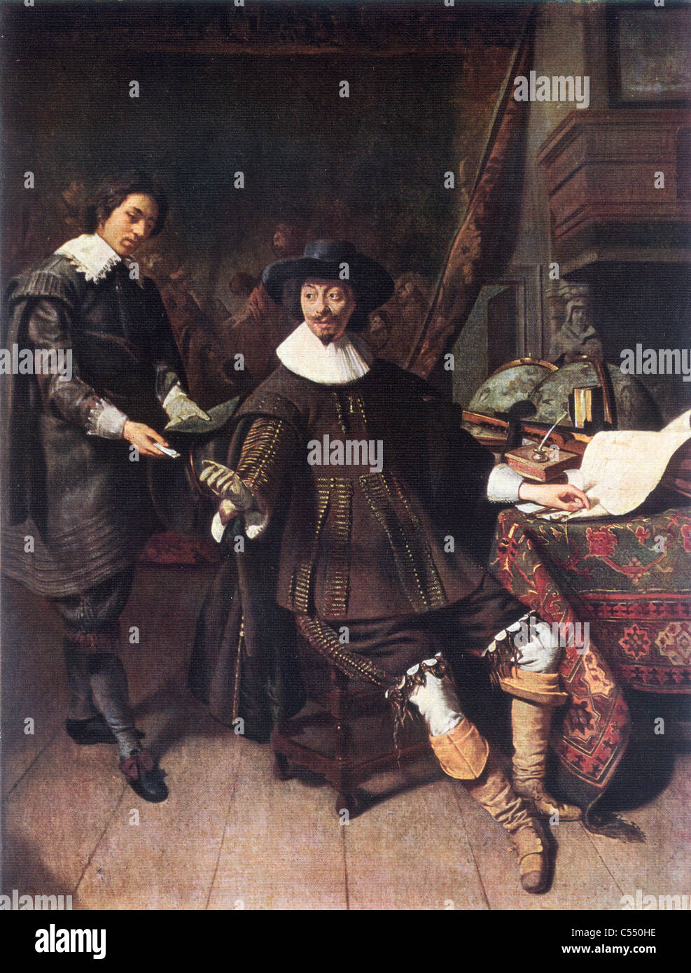 Constantijn Huygens und vielleicht seine Sekretärin, 1627; Gemälde von Thomas De Keyser, späten flämischen Schule; 1627; "ein Kaufmann mit seiner Sekretärin' Stockfoto
