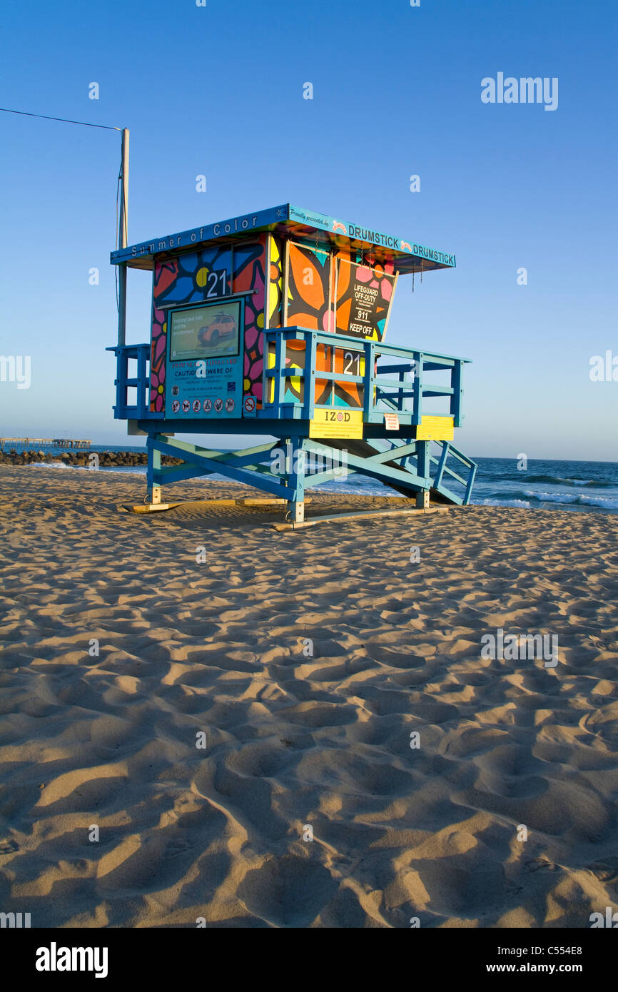 Rettungsschwimmer-Hütte am Beach, Venice Beach, Los Angeles, Kalifornien, USA Stockfoto