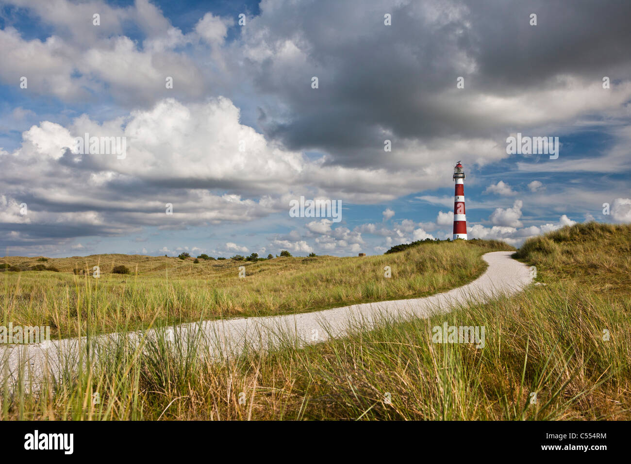 Holland, Hollum, Ameland Insel, Wattenmeer Inseln. UNESCO-Weltkulturerbe. Leuchtturm. Stockfoto