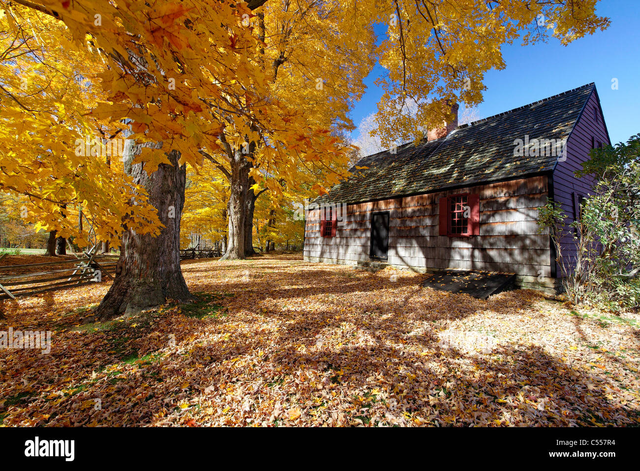 Blick auf das historische Docht Bauernhaus, Jockey Hollow State Park, New Jersey, USA Stockfoto