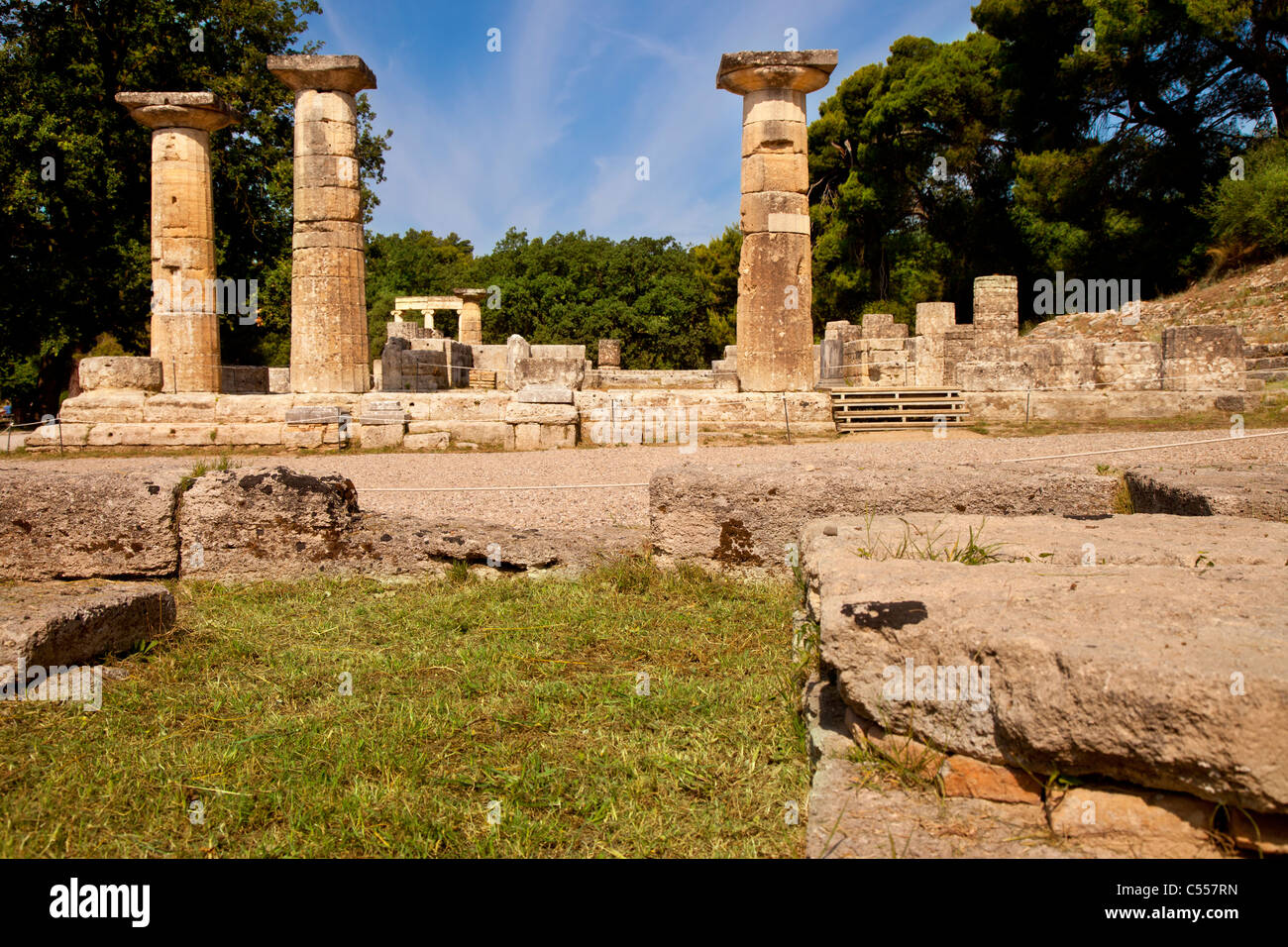 Fackel Beleuchtung Standort für die Olympischen Spiele, Olympia Griechenland - Heimat der ursprünglichen Olympischen Spiele ab 776 v. Chr. Stockfoto