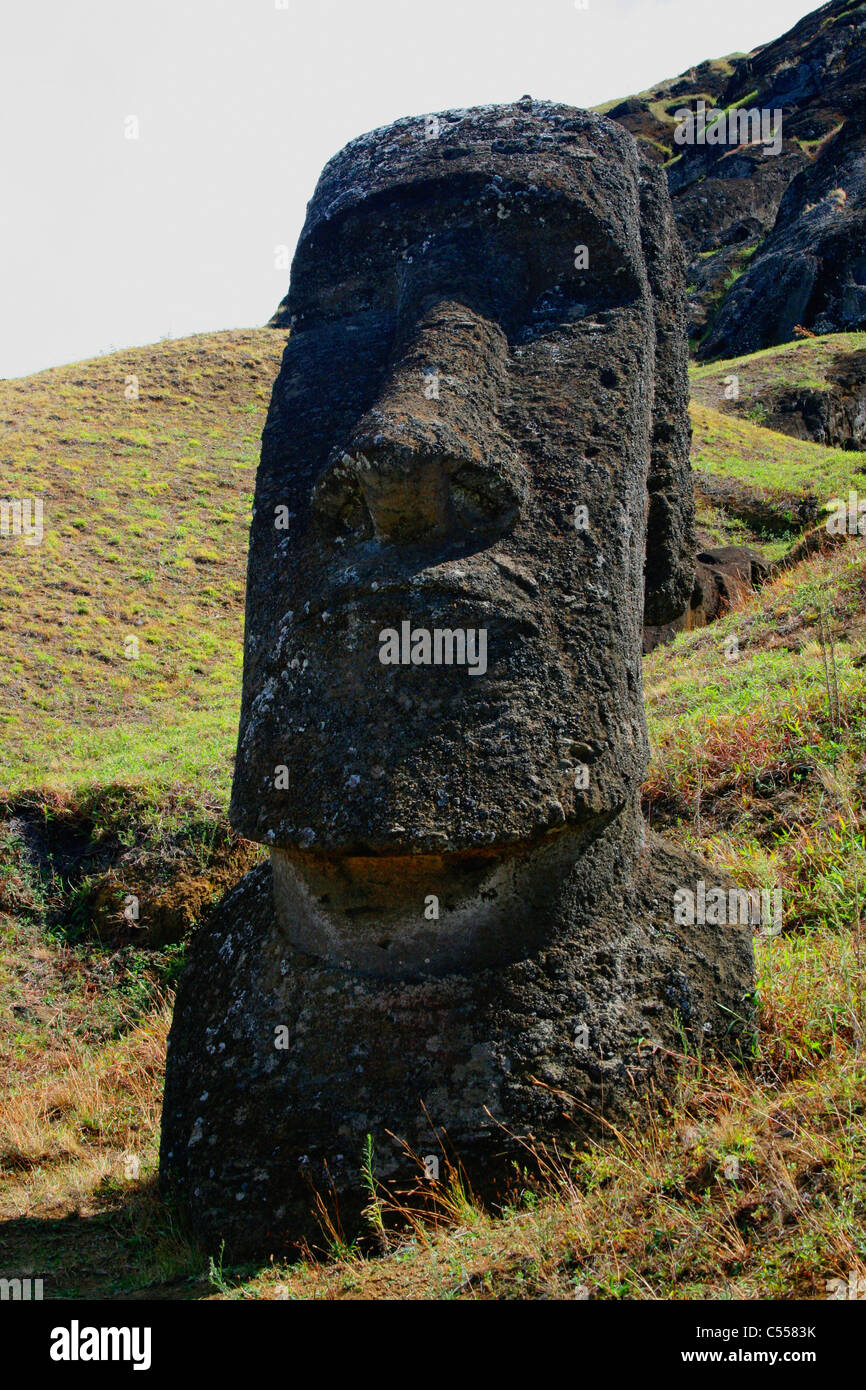 Moai-Statue, Rano Raraku, Ahu Tongariki, Osterinsel, Chile Stockfoto