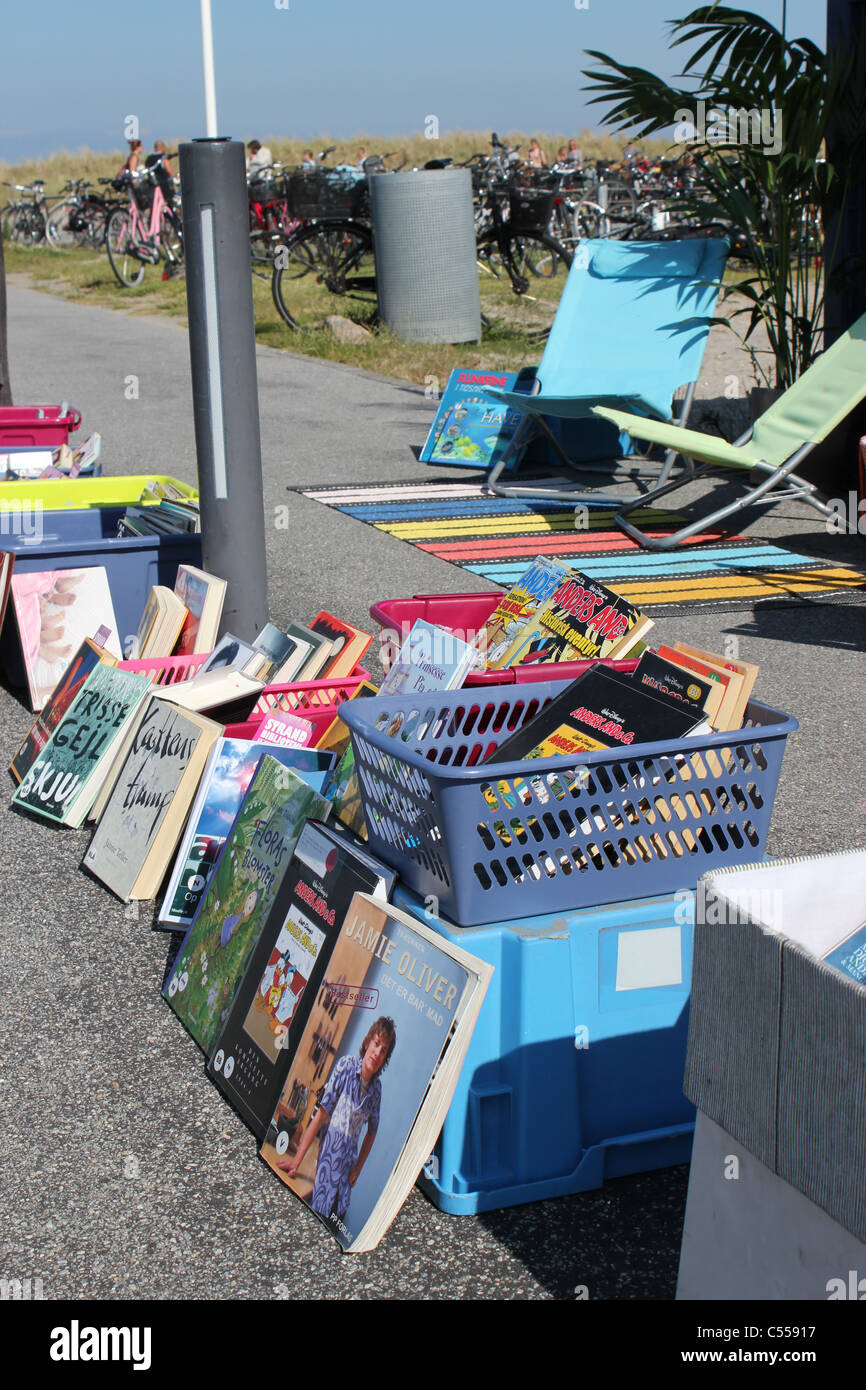 Beach-Bibliothek auf Amager Strandpark, Copenhagen. Öffnen Sie jeden sonnigen Tag während der Sommermonate. Stockfoto