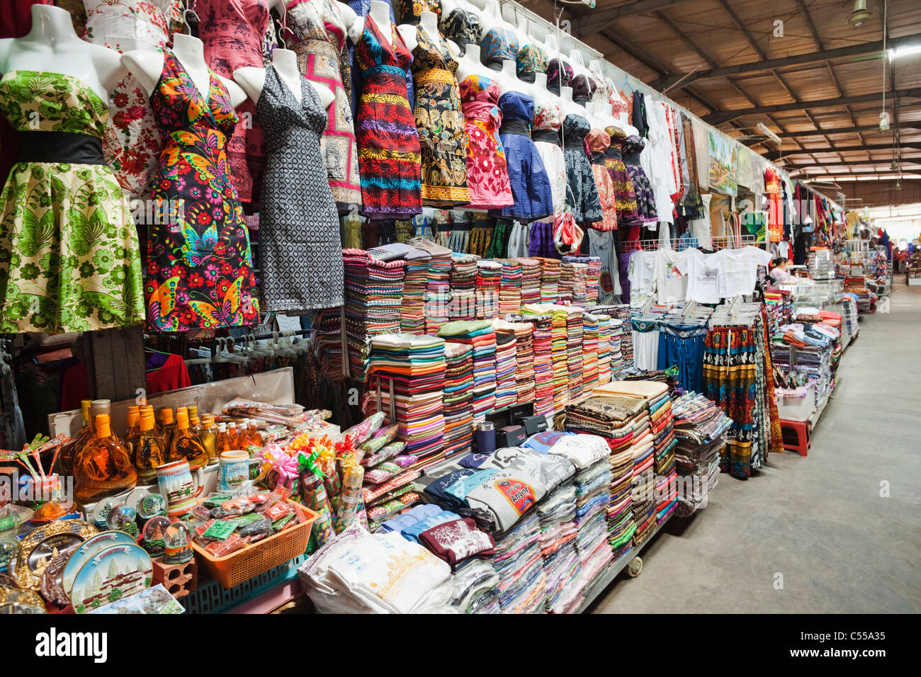 Material und Seide Shop, Siem Reap, Kambodscha Stockfoto