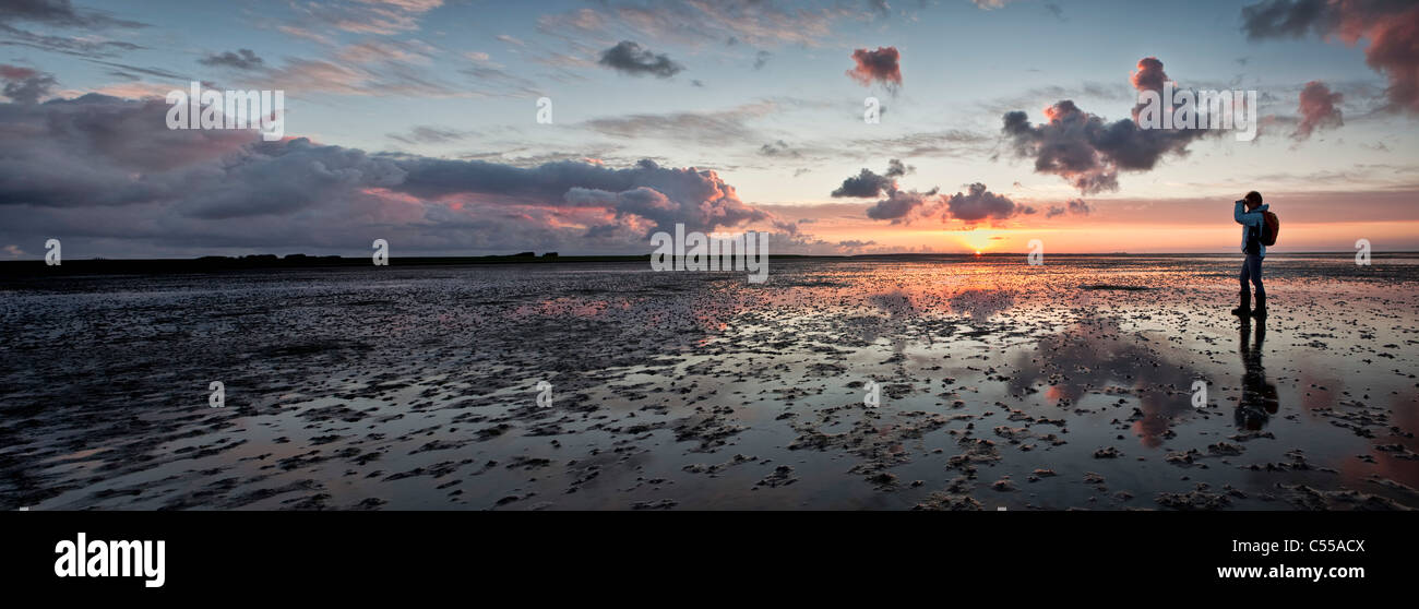 Die Niederlande, Ballum auf Ameland, Wattenmeer Insel gehörenden Inseln. Fotograf Marjolijn van Steeden unter Bild, Wattenmeer. Stockfoto