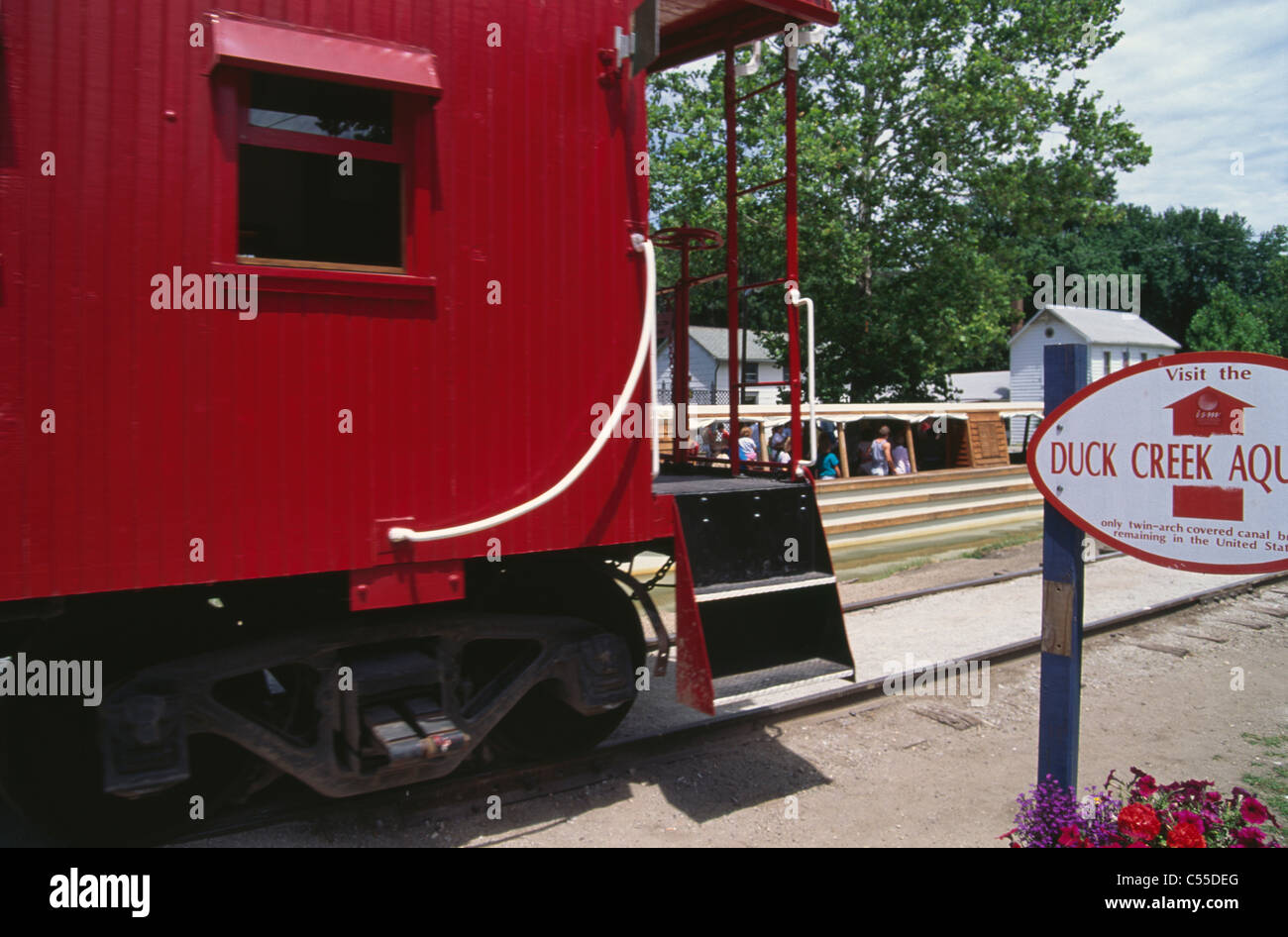 USA, Indiana, Metamora, Teil der Eisenbahn caboose Stockfoto