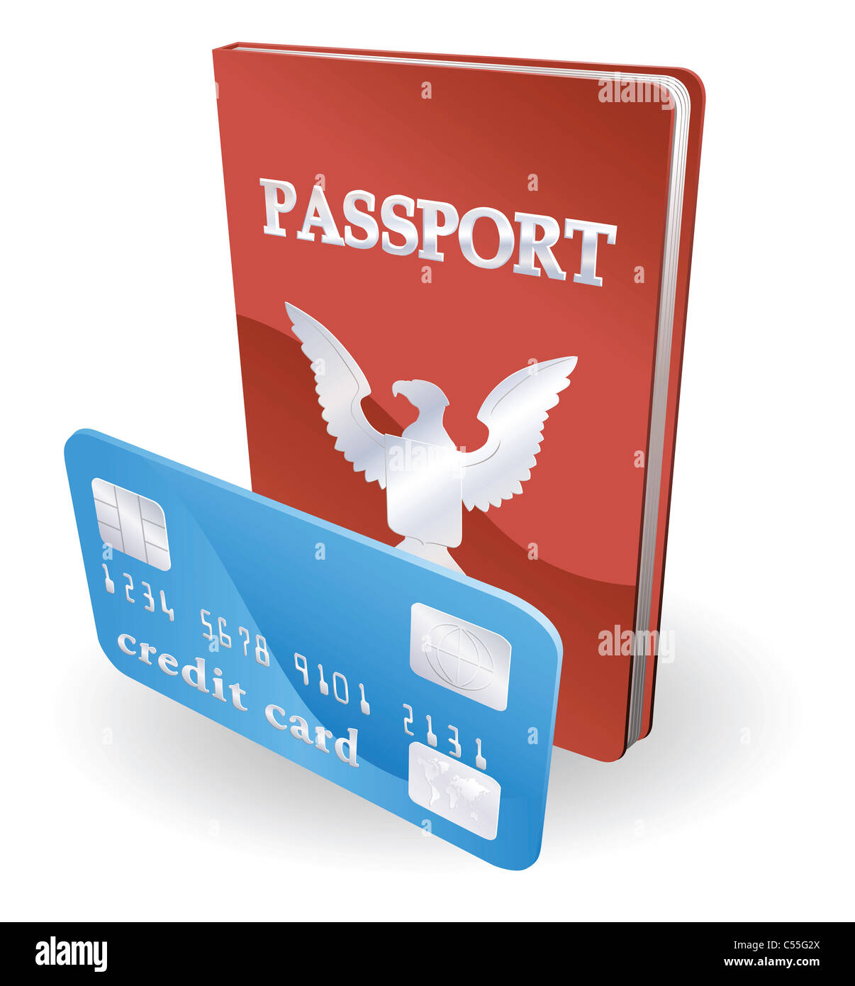 Reisepass und Kreditkarte Abbildung. Persönliche Identität Konzept. Stockfoto