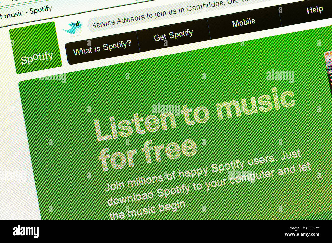 Spotify die beliebte freie Musik-Streaming-Website Stockfoto
