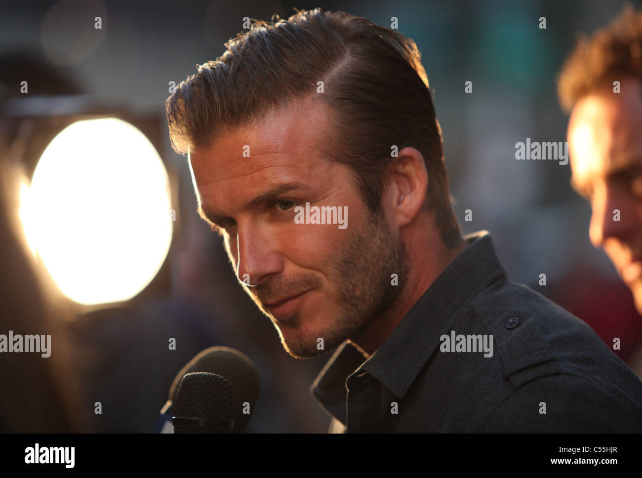 DAVID BECKHAM LA GALAXY starten neue 3. KIT DOWNTOWN LOS ANGELES Kalifornien USA 1. Juli 2011 Stockfoto