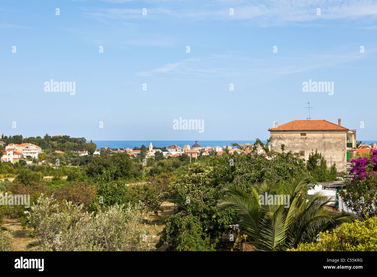 Blick Loana in Ligurien, ein berühmter Badeort Stockfoto