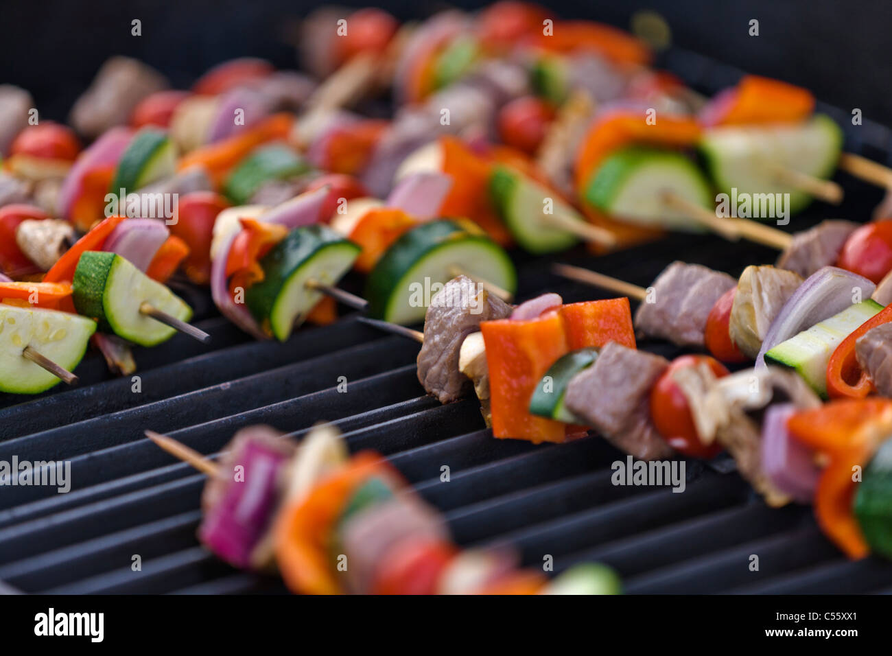 Nahaufnahme von Schaschlik Stockfoto