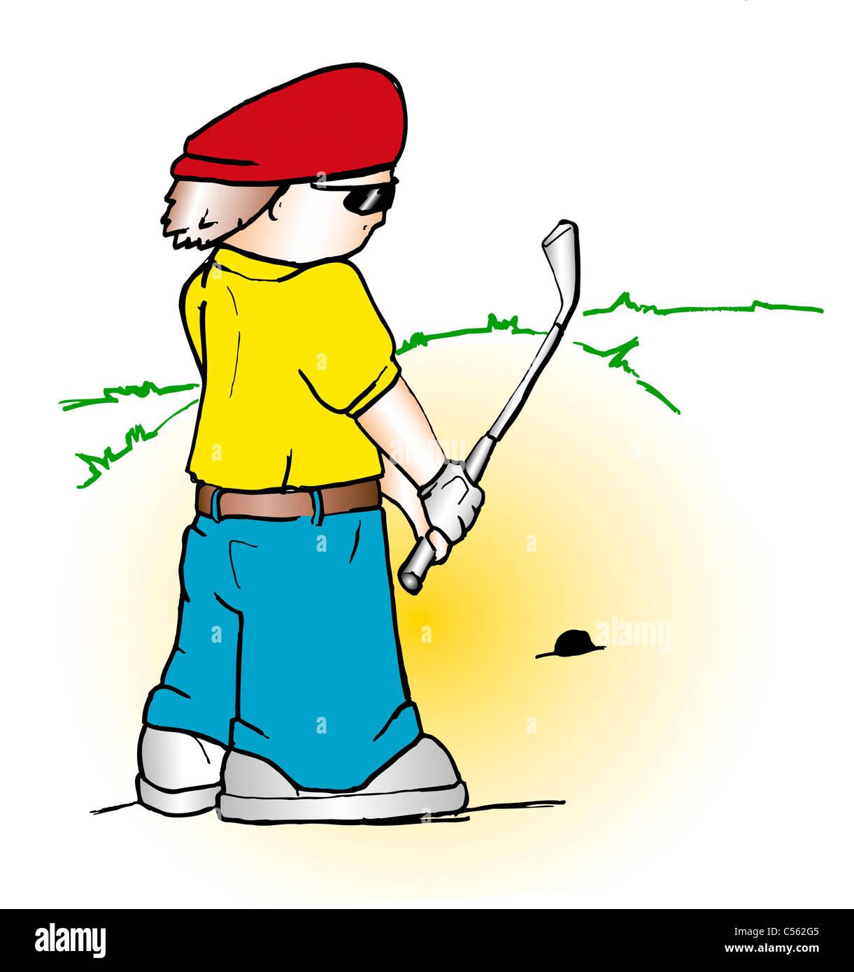 Karikatur eines Golfers Stockfoto