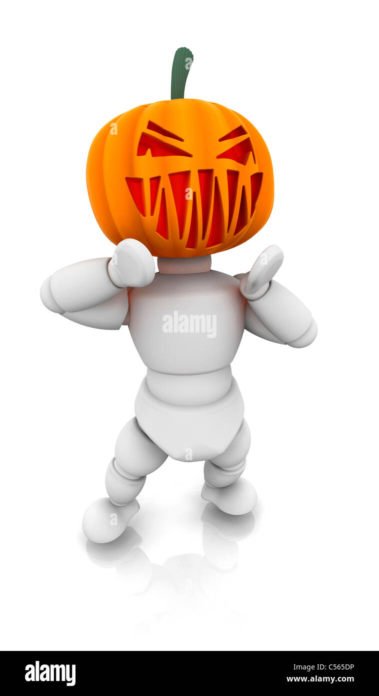 3D Render Kürbis Mann Stockfoto
