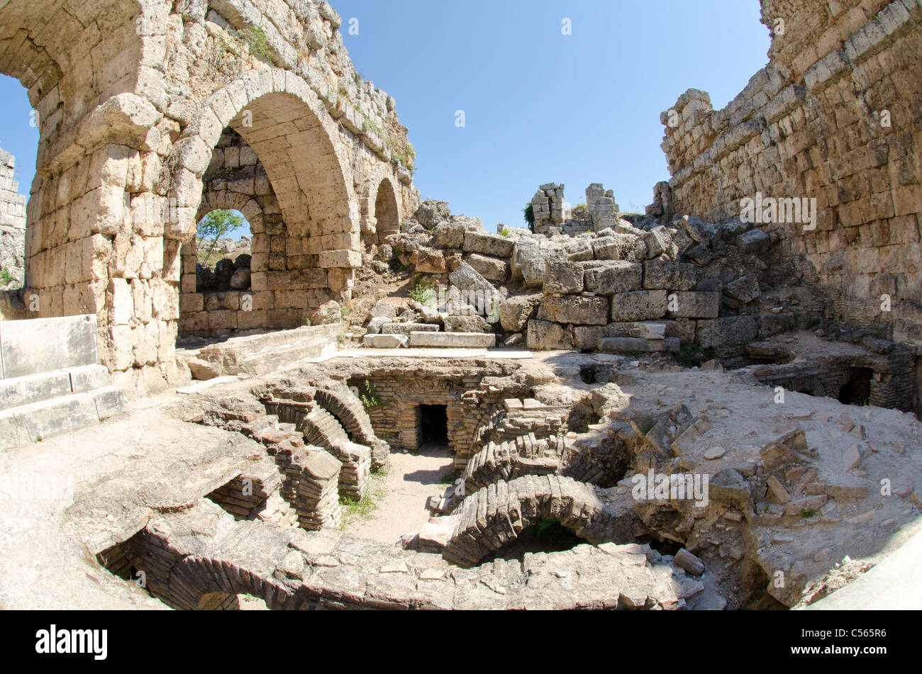 Antike römische Ruinen Perge Türkei Stockfoto